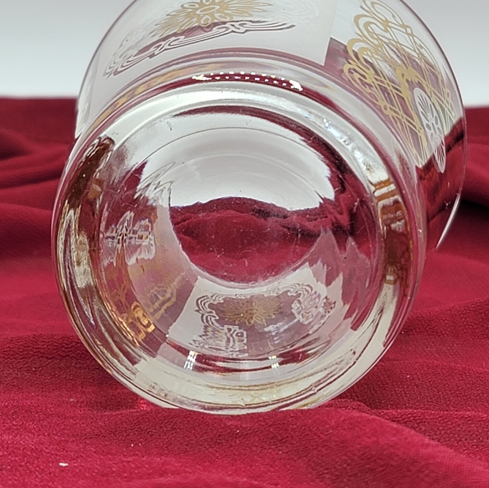 Gold Medallion Rocks Glasses White Panels Regency Barware Set 5 70s Vintage - Picture 6 of 7